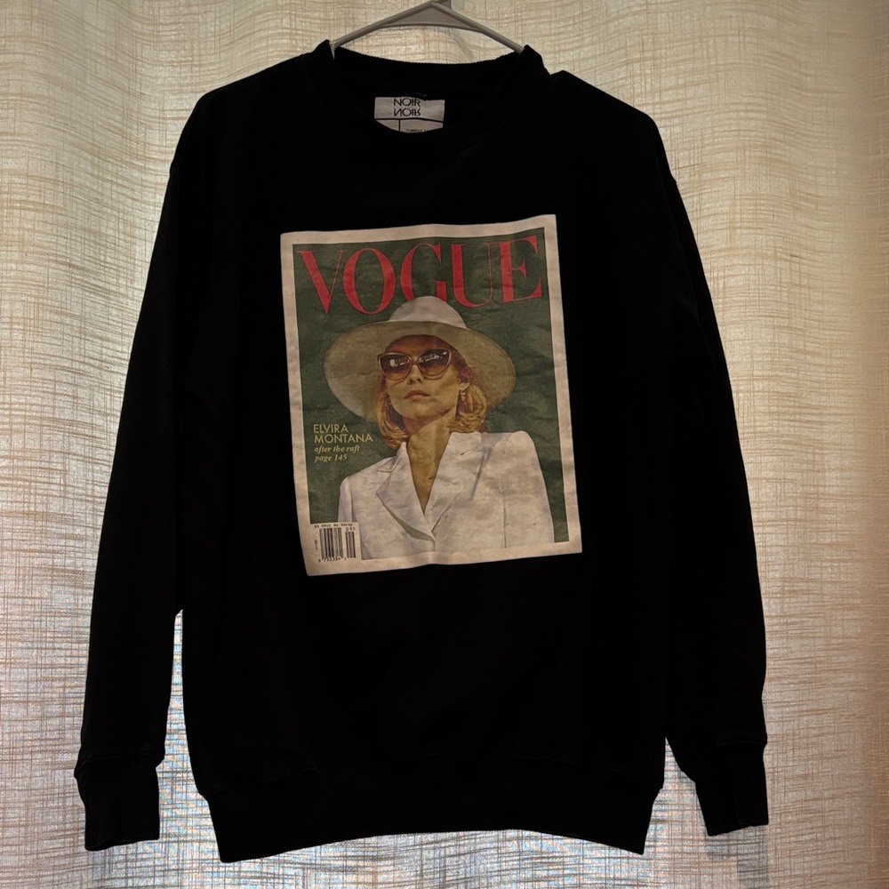 Noir Black Vogue cover Graphic Crewneck Sweater